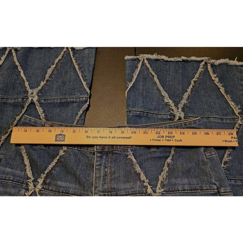 Super Rare Free People Tyler Pieced Denim Fray 13" Wide Flare Jeans Size 30 EUC - Picture 11 of 14